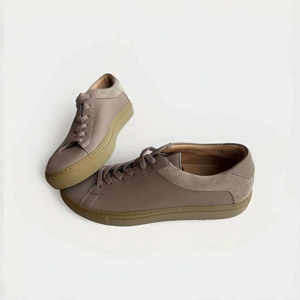KOIO Capri Men's Low Top Sneakers Size 38 Italy Leather Shoes Taupe Tan Perfect